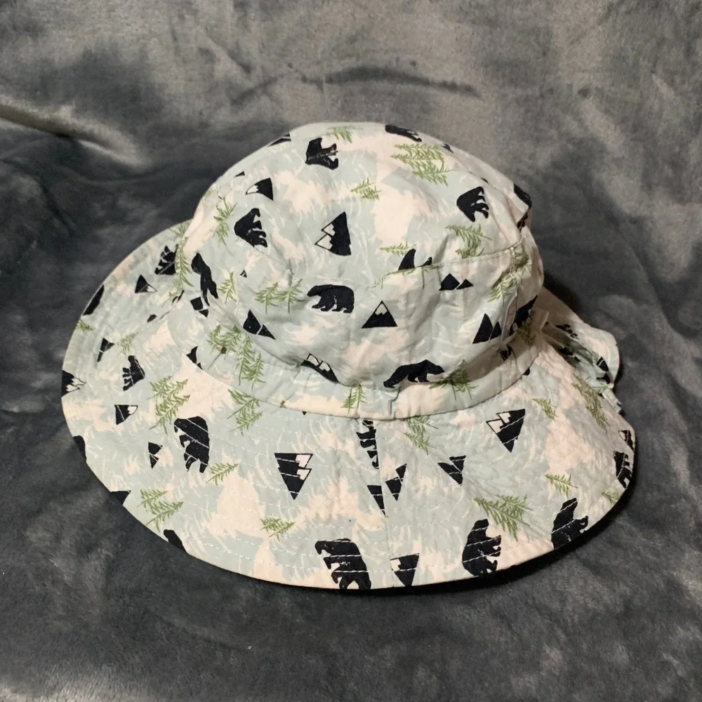Jan & Jul Bucket Hat Kids L Bear Mountain Blue White Sun Hat